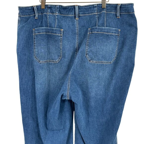 talbots Women's Blue Denim wide leg sailor jeans pants Pockets 24W plus stretch - Picture 8 of 9